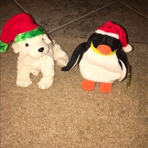 Ty Beanie Babies Tinsel the Dog and Zero the Penguin.